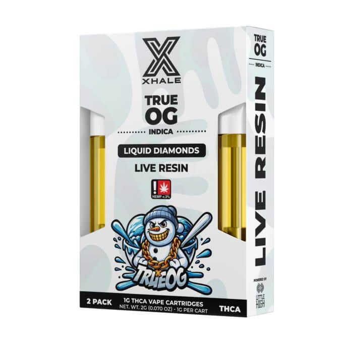 Xhale Live Resin THCa Liquid Diamonds Cartridge 2 x 1g True OG (Indica)