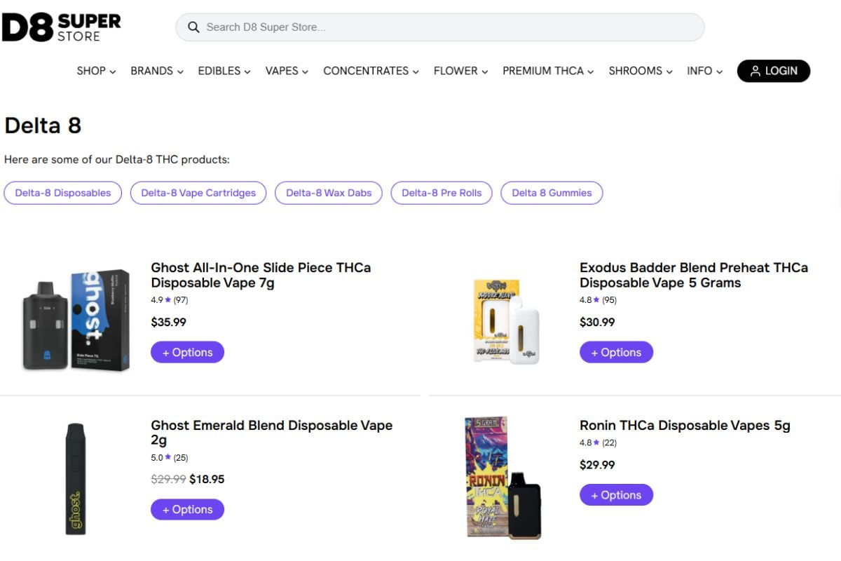 A collection of delta 8 products for sale online