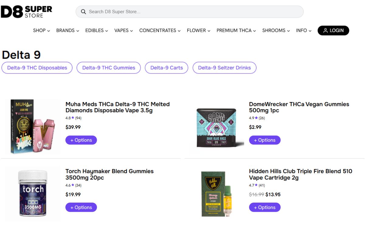 A collection of delta 9 products for sale online