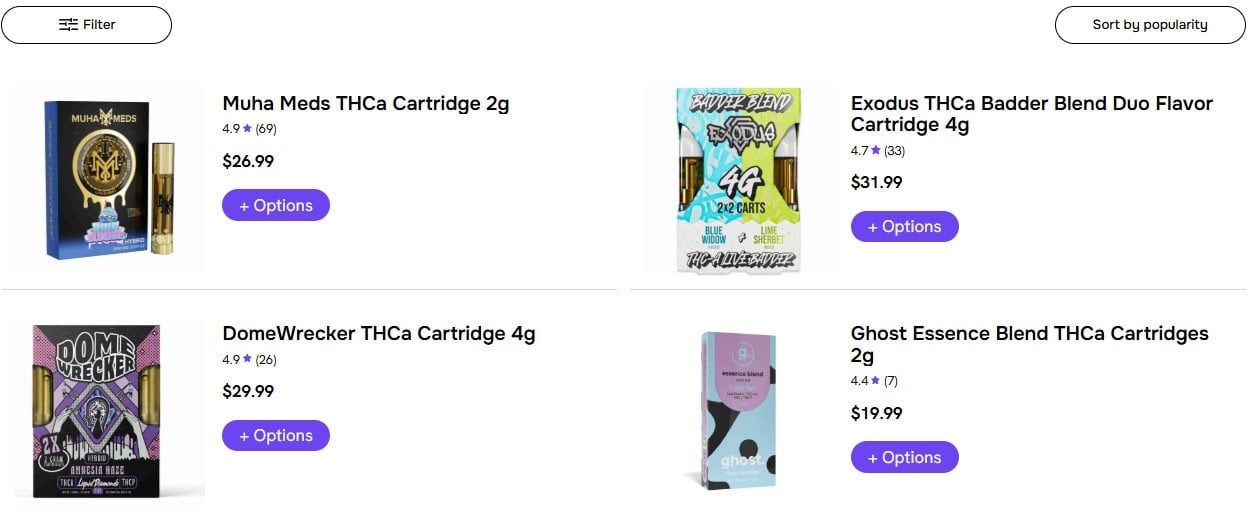 A collection of vape cartridges for sale