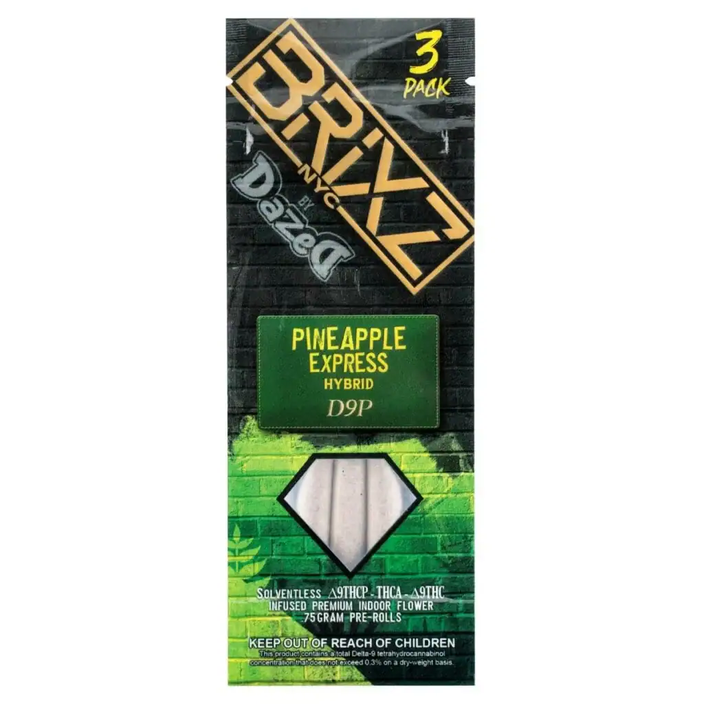 BRIXZ D9P Shatterwalkerz Pre-Roll 2.25g 3pk Pineapple Express