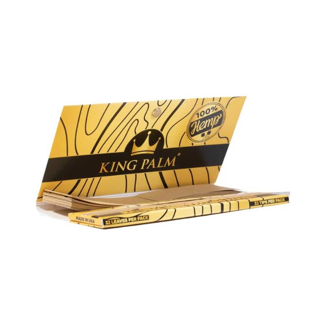 King Palm King Size Hemp Rolling Papers and Tips 32pc Natural Hemp