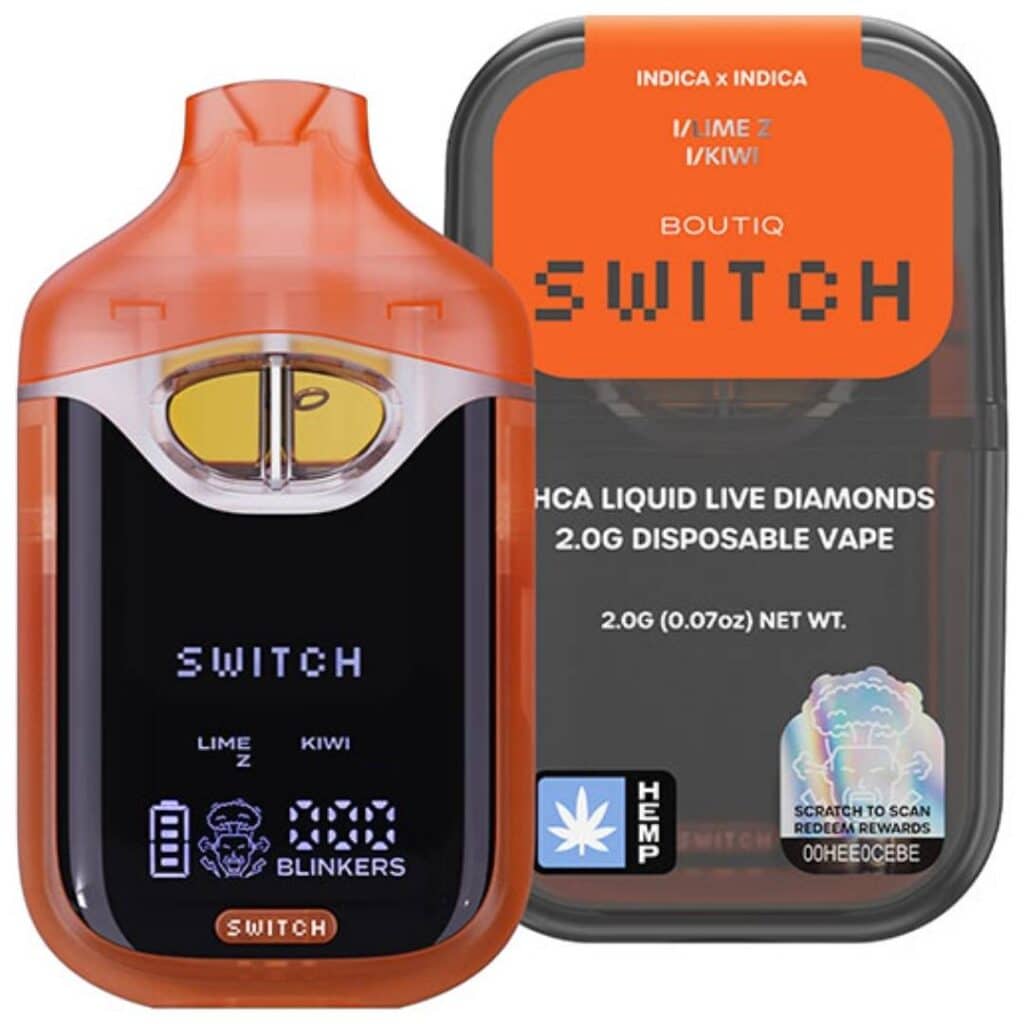 Boutiq Switch V4 THCa Liquid Diamond Disposable 2g Lime Z (Indica) × Kiwi (Indica)