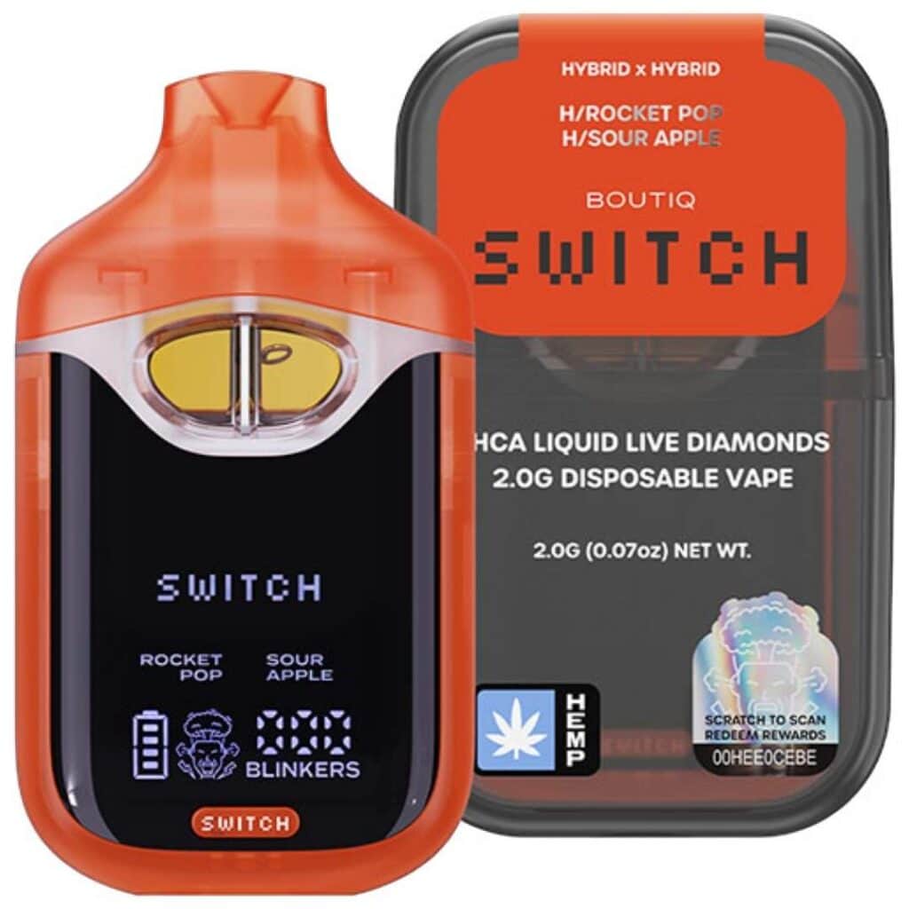 Boutiq Switch V4 THCa Liquid Diamond Disposable 2g Rocket Pop (Hybrid) × Sour Apple (Hybrid)
