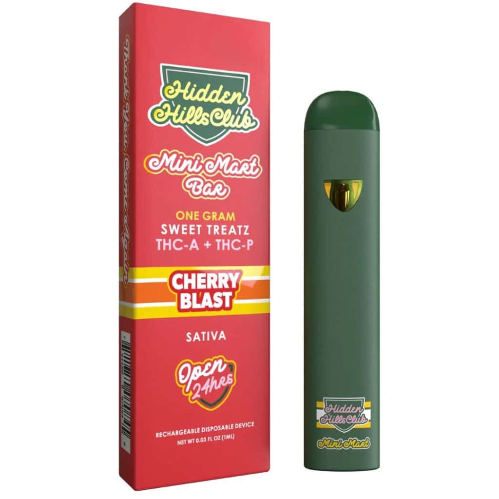 Hidden Hills Mini Mart Bar Sweet Treatz THCA + THCP Disposable 1g Cherry Blast (Sativa)