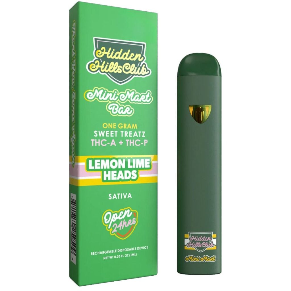Hidden Hills Mini Mart Bar Sweet Treatz THCA + THCP Disposable 1g Lemon Lime Heads (Sativa)