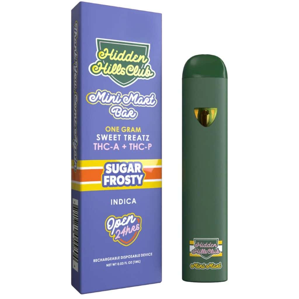 Hidden Hills Mini Mart Bar Sweet Treatz THCA + THCP Disposable 1g Sugar Frosty (Indica)