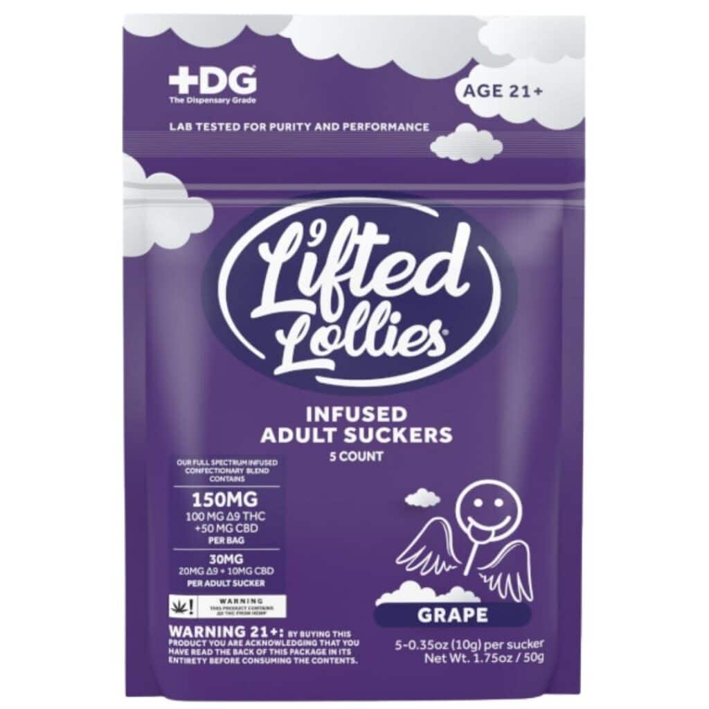 Lifted Lollies 150mg D9 Infused Suckers 5pk Grape
