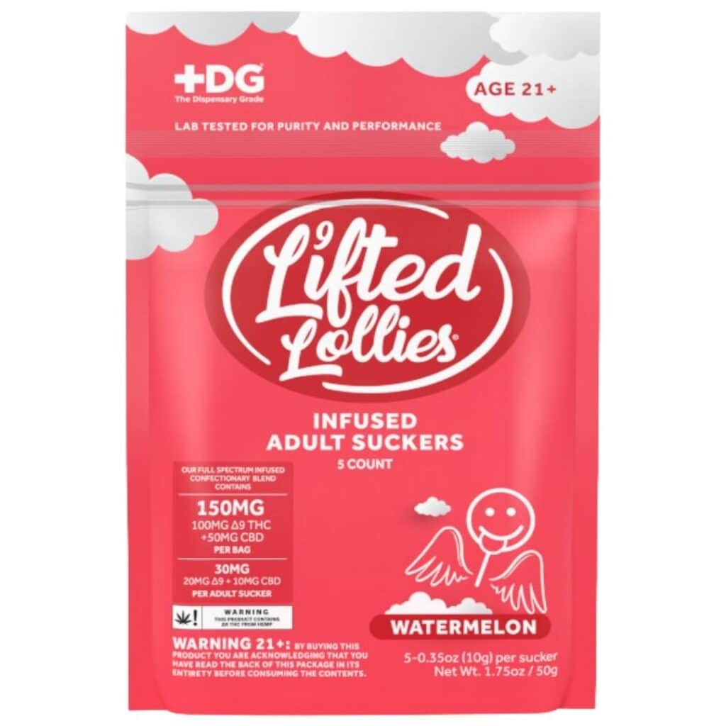 Lifted Lollies 150mg D9 Infused Suckers 5pk Watermelon