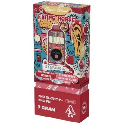 Flying Horse Stoner Blend Disposable 9g Flying Horse Stoner Blend Disposable 9g - Watermelon Zkittlez (S) + Strawberry Gelato Kush (I)