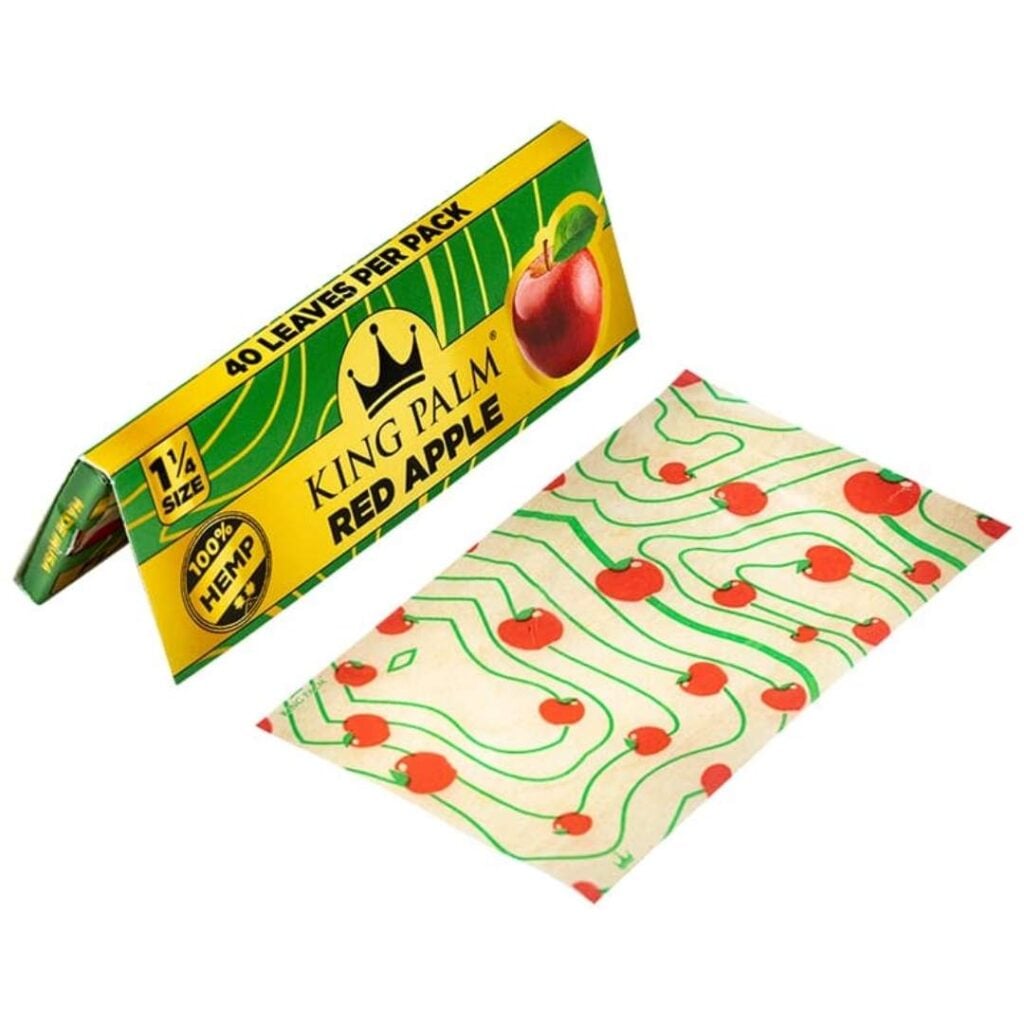 King Palm Flavored 1-1/4 inch Hemp Rolling Papers 40pc Red Apple