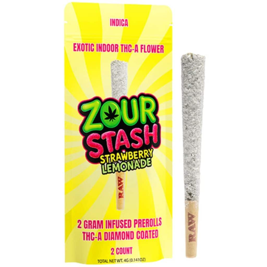Zour Stash THCa Liquid Diamonds Pre-rolls 4g 2ct Strawberry Lemonade (Indica)