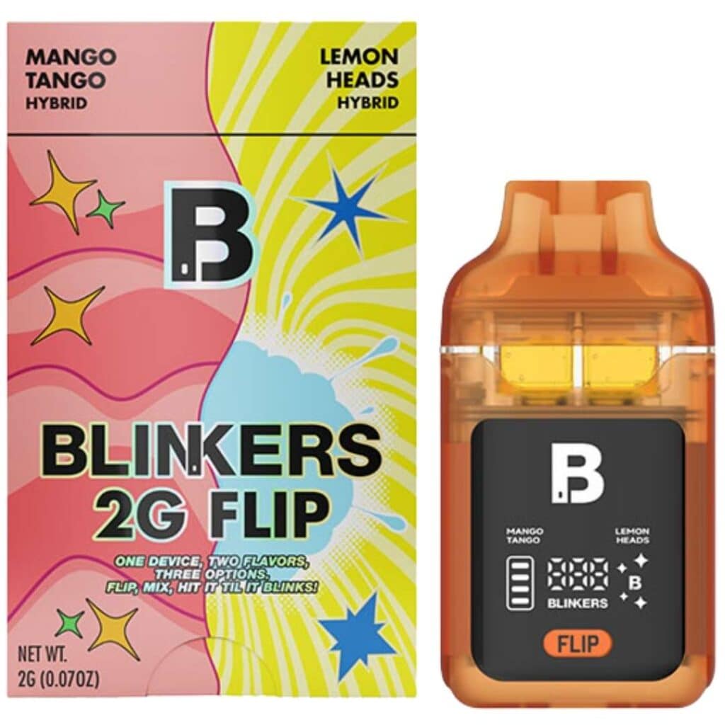 Blinkers FLIP Dual Chamber THCa Disposable 2g Mango Tango (Hybrid) × Lemon Heads (Sativa)
