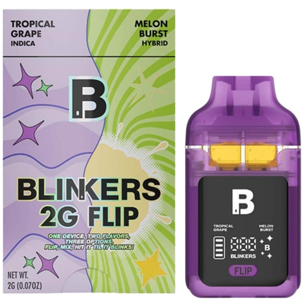 Blinkers FLIP Dual Chamber THCa Disposable 2g Tropical Grape (Indica) × Melon Burst (Hybrid)