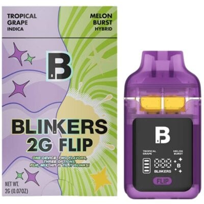 Blinkers FLIP Dual Chamber THCa Disposable 2g Blinkers 2g FLIP Dual Chamber Disposable - Tropical Grape (I) x Melon Burst (H)