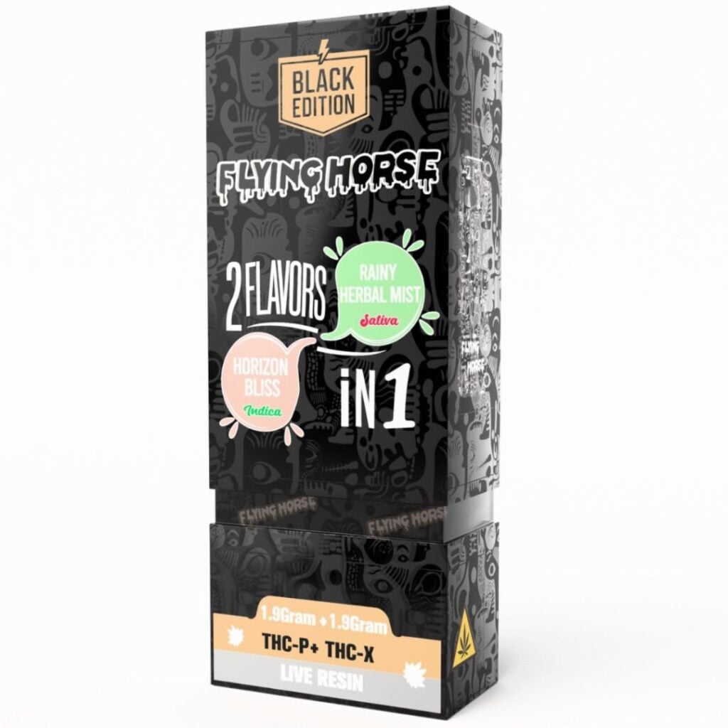 Flying Horse Black Edition Disposable 3.8g Horizon Bliss (Indica) + Rainy Herbalmist (Sativa)