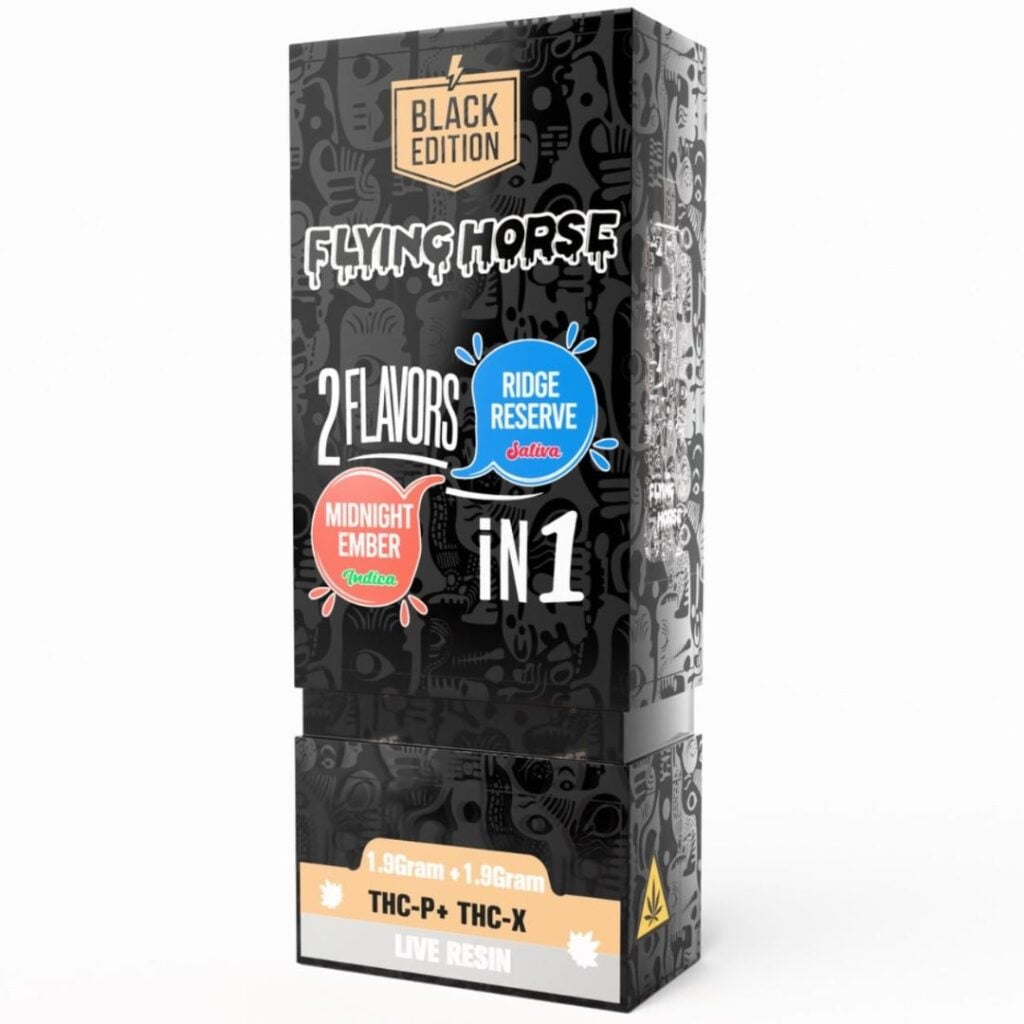 Flying Horse Black Edition Disposable 3.8g Midnight Ember (Indica) + Ridge Reserve (Sativa)