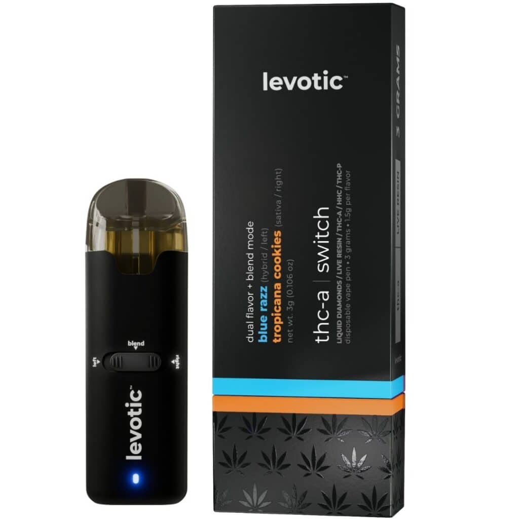 Levotic THCa Switch Live Resin Disposable 3g Blue Razz (H) x Tropicana Cookies (S)