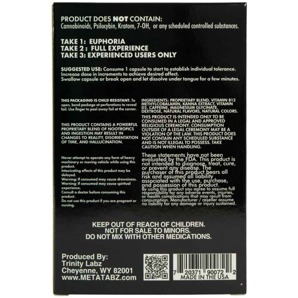 Meta Tabz KetaKapz Capsules 6 pack berries back photo showing product packaging