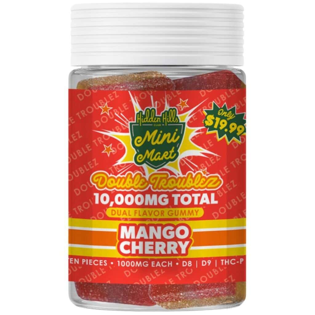 Hidden Hills Mini Mart Double Troublez 10,000mg Gummies 10ct Mango Cherry